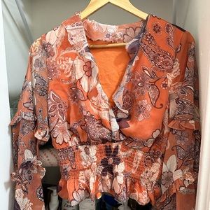 Vici Multi Color Crop Blouse Size M